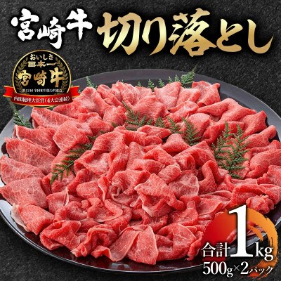 【2025年4月より順次発送】宮崎牛 黒毛和牛 切り落とし 合計1kg(500g×2パック) 宮崎市