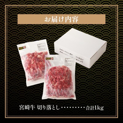 【2025年6月より順次発送】宮崎牛 黒毛和牛 切り落とし 合計1kg(500g×2パック) 宮崎市