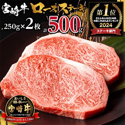 【畜産農家応援】宮崎牛ロースステーキ 250g×2枚 計500g