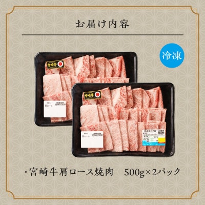 【期間・数量限定】宮崎牛霜降り(肩ロース)焼肉1kg(宮崎市)