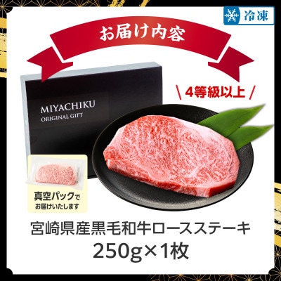 【畜産農家応援】宮崎県産黒毛和牛ロースステーキ 250g×1枚 計250g(宮崎市)