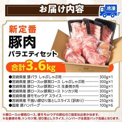 豚肉バラエティセット3.6kg(宮崎市)
