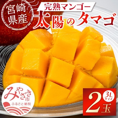 「宮崎自慢の特産品」宮崎県産完熟マンゴー 太陽のタマゴ　3L×2玉(宮崎市)