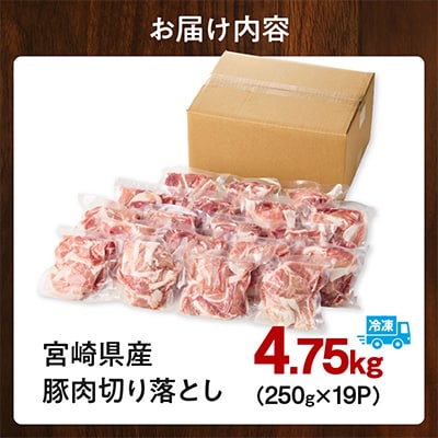 宮崎県産豚肉切り落とし合計4.75kg(250g×19パック)