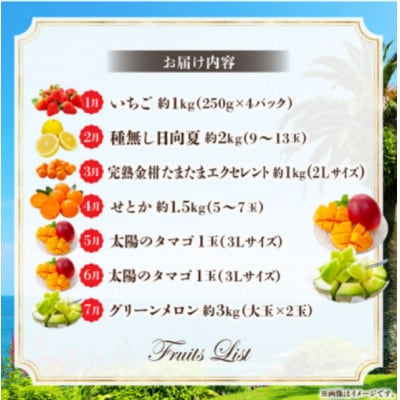 【発送月固定定期便】プレミアム南国くだもの定期便【Y51】全7回