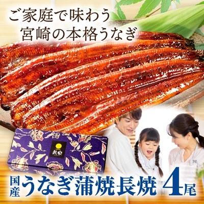 国産　うなぎ蒲焼4尾(計520g)