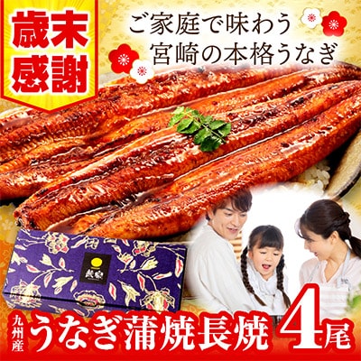 国産　うなぎ蒲焼4尾(計520g)