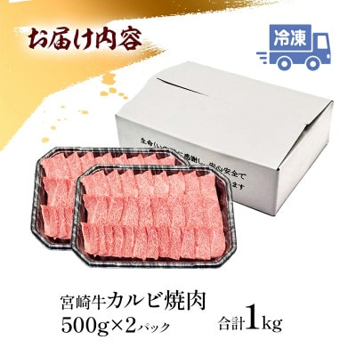 史上初内閣総理大臣賞4連覇 宮崎牛 A4～A5 黒毛和牛 牛肉 カルビ 焼肉 1kg(500g×2)