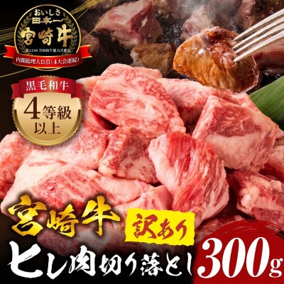 訳あり 宮崎牛 牛肉 4等級以上 希少部位 ヒレ (ヘレ・フィレ) 切り落とし 300g(宮崎市)