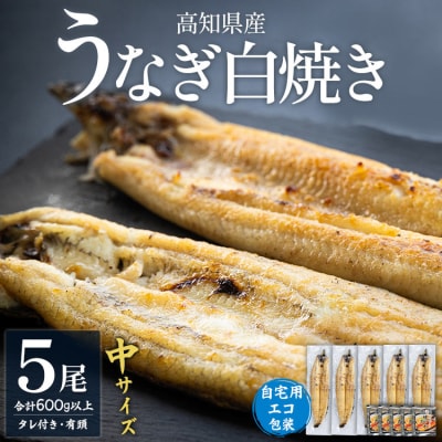 吉川水産 高知県産うなぎの白焼 中サイズ(120～140g)×5尾 タレ付き yw-0047