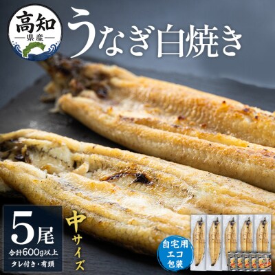 うなぎ 白焼 中サイズ(120～140g)×5尾 タレ付き 吉川水産 高知県産 yw-0047