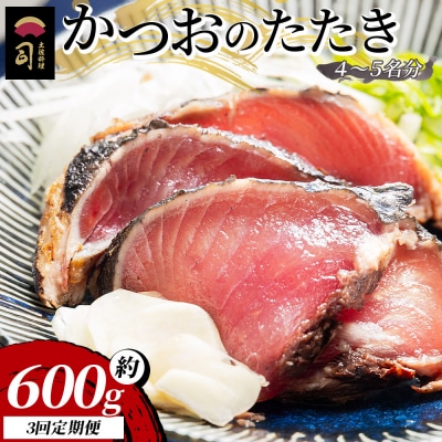【3回定期便】かつおのたたき 計約600g (4〜5名分) Wtr-0019