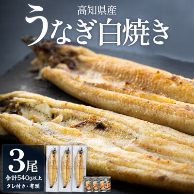 高知県産うなぎの白焼き 180～210g×3尾 国産 うなぎ 白焼き 鰻 高知 yw-0120 