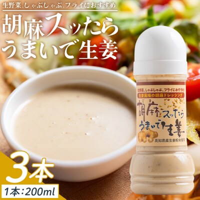 胡麻スッたらうまいで生姜 3本セット(200ml×3) ごまドレッシング 生姜 kc-0004