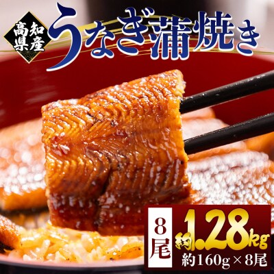 うなぎの蒲焼き 約160g 8尾(高知県産) 計約1.2kg フジ物産 国産 fb-0157