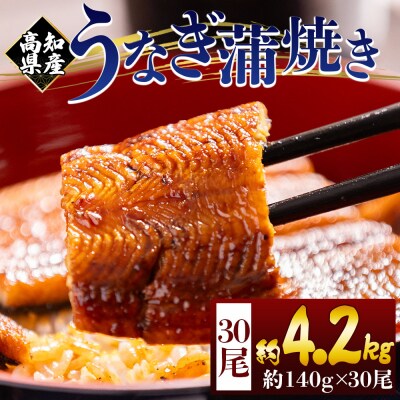 うなぎの蒲焼き 約140g 30尾(高知県産) 計約4.2kg フジ物産 国産 fb-0183