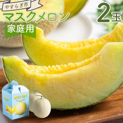 【発送開始】マスクメロン2玉入り 訳あり 家庭用 青肉メロン 青肉 yr-0089