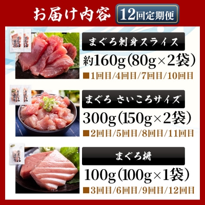 【12回定期便】〈月替わり〉まぐろ 3種 お楽しみセット マグロ 鮪 Wnz-0119