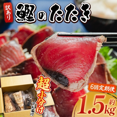 定期便かつおのたたき 6回 1.5kg 訳あり 藁焼き 鰹のタタキ 高知県 超小分 Wda-0005