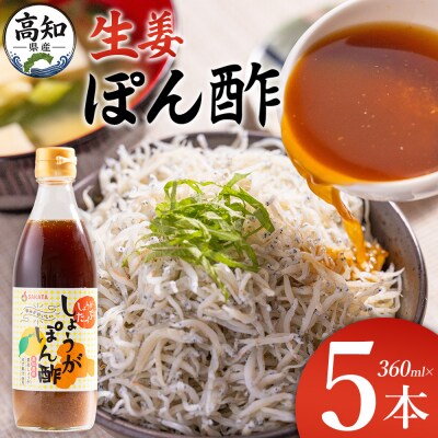 生姜ぽん酢 360ml×5本 ポン酢 高知 しょうが 調味料 セット 高知県 Xnb-0016
