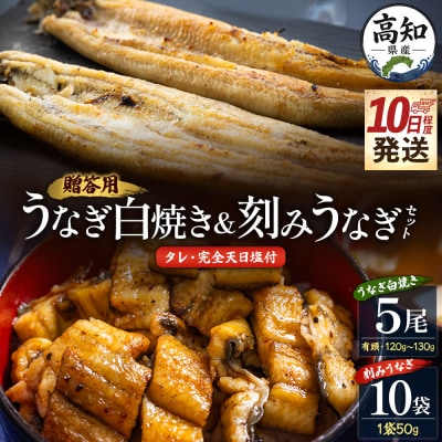 鰻白焼き120～130g5尾 刻み鰻50g×10袋 蒲焼きのタレ10袋 天日塩20g yw-0132