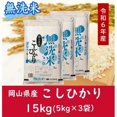 お米　【無洗米】岡山県産こしひかり100%(令和6年産)15kg　DD-76