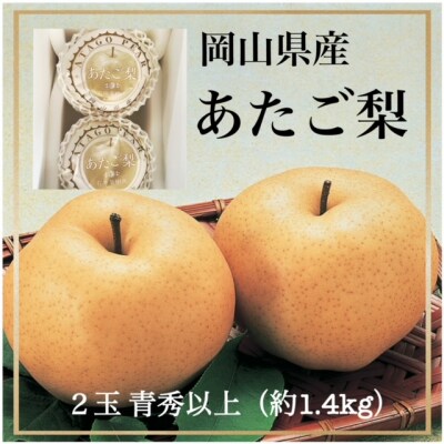 岡山県産　あたご梨2玉　青秀以上(約1.4kg)化粧箱入り　TT-113