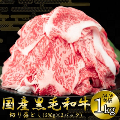 国産黒毛和牛切落し1kg(500g×2P) A4-A5等級