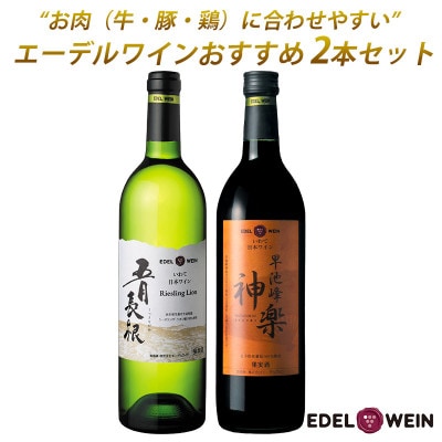 お肉に合うおすすめワイン2本セット　五月長根リースリング・リオン(白)早池峰神楽ワイン(赤)