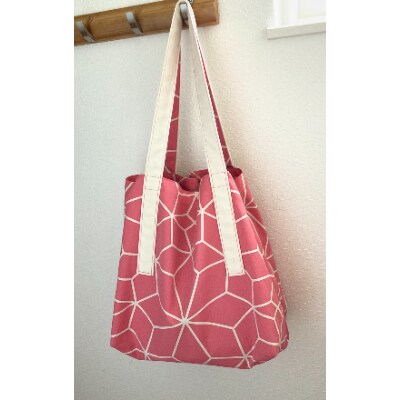 染屋の手提げ《麻の葉柄トートバッグ》大サイズ『石割桜』ピンク色