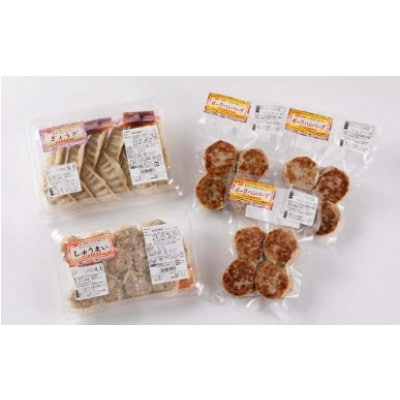 カスイ　岩手四元豚3種詰合せ 餃子・焼売・ハンバーグ 化学調味料不使用
