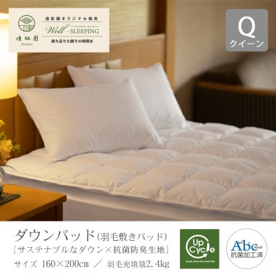 ダウンパッド(羽毛敷きパッド)クイーン [サステナブルなダウン×抗菌防臭生地]