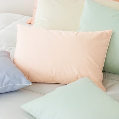 シルクピローケース付き ダウンピロー[小さいサイズ:35×50cm・ピンク]