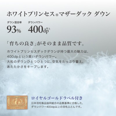 羽毛布団 本掛け シングル[ロシェット・ブルー] ホワイトプリンセス(R)マザーダックダウン93%