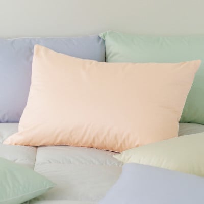 シルクピローケース付き ダウンピロー[大きいサイズ:50×70cm・ピンク]羽毛枕