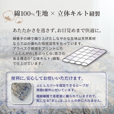 羽毛布団 本掛け セミダブル【ネスカ・ブルー】綿100%×ホワイトプリンセスマザーダックダウン93%