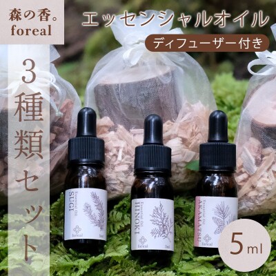 森の香。3種類セット(各5ml)(WOODディフューザー付き)【250】