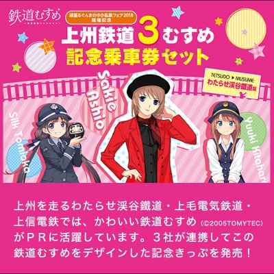 わたらせ渓谷鐵道 上州鉄道3むすめ記念乗車セット(わたらせ渓谷鐵道版)【a120】