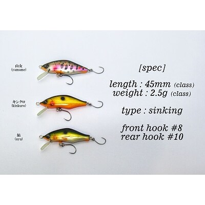 木製ハンドメイドルアー(1)【ミノー型】 キンクロ1個【a203】