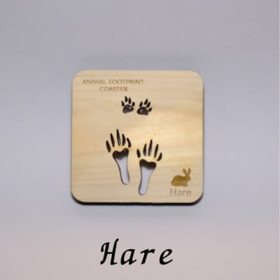 【1枚】森のコースター〈動物の足あと編〉【Hare(野ウサギ)】