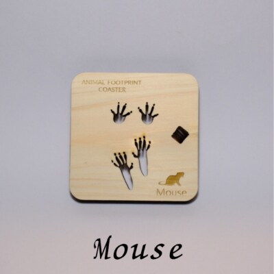 【1枚】森のコースター〈動物の足あと編〉【Mouse(ネズミ)】