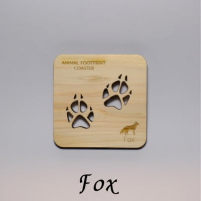 【1枚】森のコースター〈動物の足あと編〉【Fox(キツネ)】