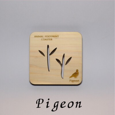 【1枚】森のコースター〈動物の足あと編〉【Pigeon(ハト)】
