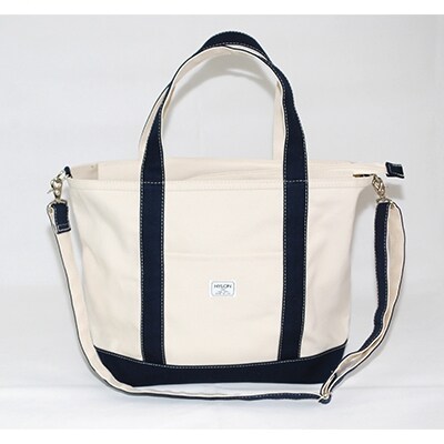 HYLON ファスナー付き2WAY Lサイズ　生成り×紺