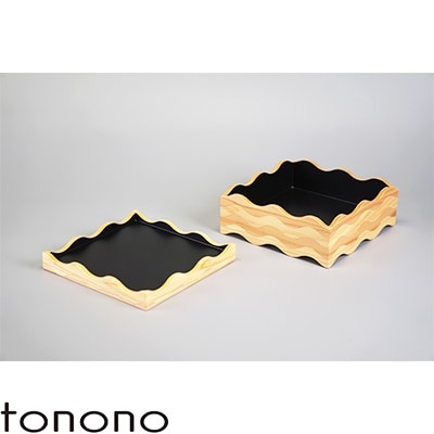 tonono oju-　M　黒　蓋付きと　箸置き(5個セット)