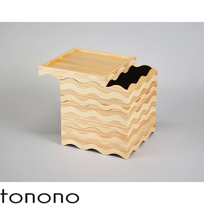 tonono oju-　M黒　三段蓋付きと　箸置き(5個セット)