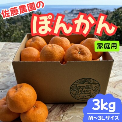 東伊豆・佐藤農園のポンカン　家庭用3kg(Mサイズ～3Lサイズ) 1319