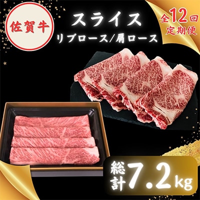 【毎月定期便】農林水産大臣賞 佐賀牛スライス600g (肩ロース・リブロース各300g)全12回