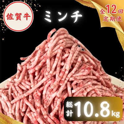 【毎月定期便】【2度の農林水産大臣賞】佐賀牛 ミンチ 900g (300g×3パック)全12回