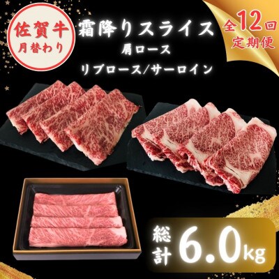【毎月定期便】佐賀牛 月替わり 霜降りスライス全12回